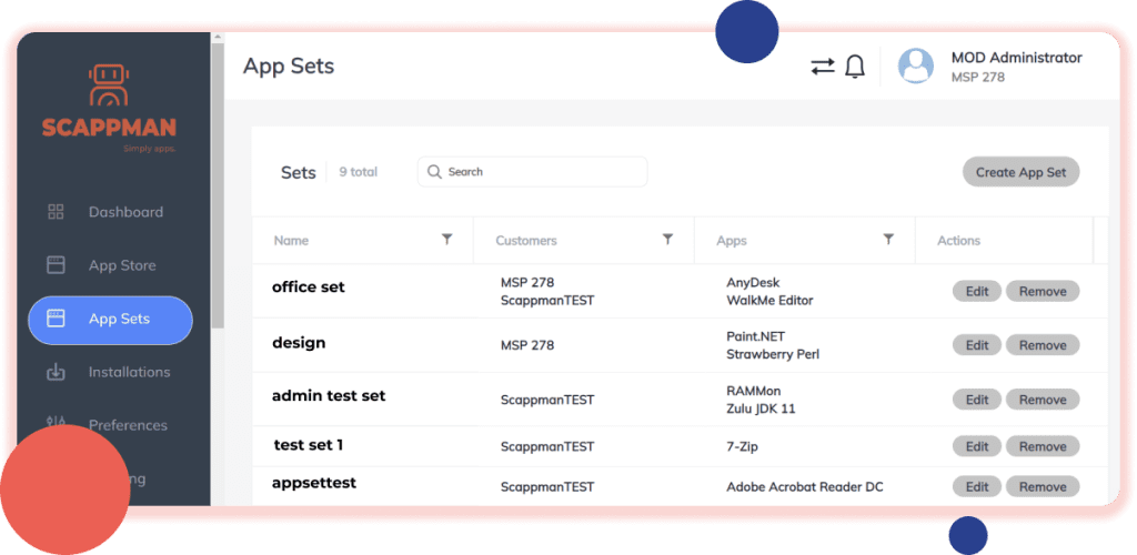 application sets configuration